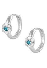 handsome teeny-tiny silver flower cz December birthstone childrens earrings